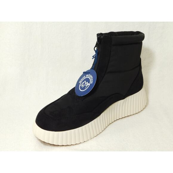 W679 White Mountain Black Multi Smooth Downtown Platform Ankle Booties - Size 8M - Picture 2 of 5